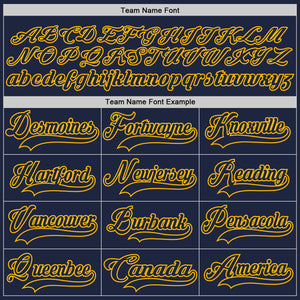 Custom Navy Gold Hockey Lace Neck Jersey