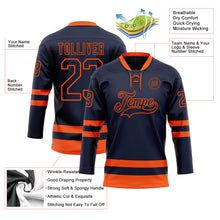 Загрузить изображение в средство просмотра галереи, Custom Navy Orange Hockey Lace Neck Jersey
