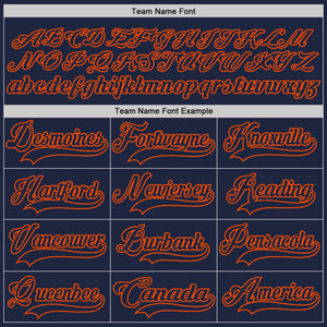 Custom Navy Orange Hockey Lace Neck Jersey