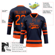 Загрузить изображение в средство просмотра галереи, Custom Navy Orange Hockey Lace Neck Jersey
