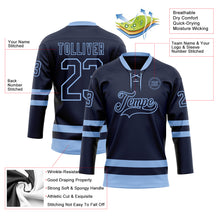 Загрузить изображение в средство просмотра галереи, Custom Navy Light Blue Hockey Lace Neck Jersey
