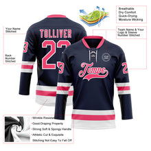 Загрузить изображение в средство просмотра галереи, Custom Navy Neon Pink-White Hockey Lace Neck Jersey
