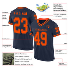 Charger l&#39;image dans la galerie, Custom Navy Orange Mesh Authentic Throwback Football Jersey
