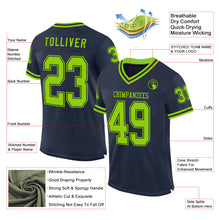 Загрузить изображение в средство просмотра галереи, Custom Navy Neon Green Mesh Authentic Throwback Football Jersey
