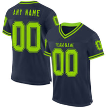 Загрузить изображение в средство просмотра галереи, Custom Navy Neon Green Mesh Authentic Throwback Football Jersey
