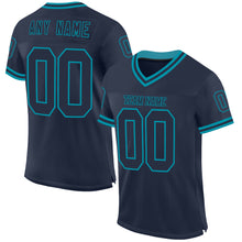 Загрузить изображение в средство просмотра галереи, Custom Navy Teal Mesh Authentic Throwback Football Jersey
