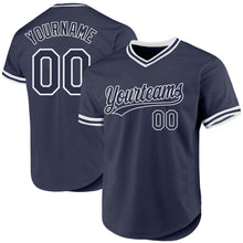 Load image into Gallery viewer, Custom Navy White Authentic Throwback Baseball Jersey
