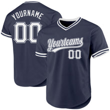 Load image into Gallery viewer, Custom Navy White Authentic Throwback Baseball Jersey
