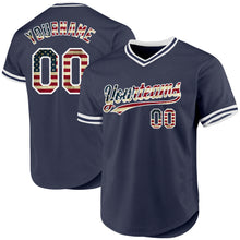 Laden Sie das Bild in den Galerie-Viewer, Custom Navy Vintage USA Flag-White Authentic Throwback Baseball Jersey
