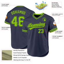 Load image into Gallery viewer, Custom Navy Neon Green Authentic Throwback Baseball Jersey
