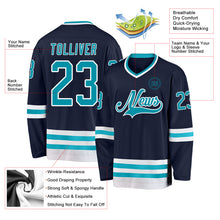 Laden Sie das Bild in den Galerie-Viewer, Custom Navy Teal-White Hockey Jersey
