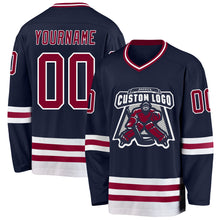 Charger l&#39;image dans la galerie, Custom Navy Maroon-White Hockey Jersey
