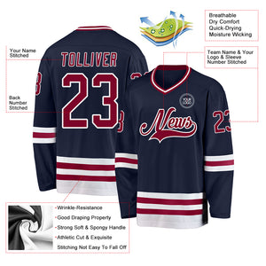 Custom Navy Maroon-White Hockey Jersey