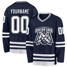 Загрузить изображение в средство просмотра галереи, Custom Navy White Hockey Jersey
