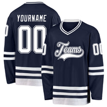 Загрузить изображение в средство просмотра галереи, Custom Navy White Hockey Jersey
