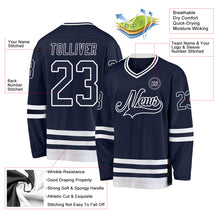 Загрузить изображение в средство просмотра галереи, Custom Navy White Hockey Jersey
