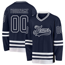 Загрузить изображение в средство просмотра галереи, Custom Navy White Hockey Jersey
