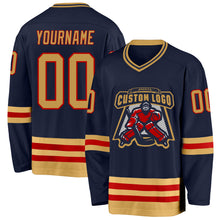 Charger l&#39;image dans la galerie, Custom Navy Old Gold-Red Hockey Jersey
