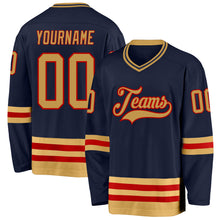 Charger l&#39;image dans la galerie, Custom Navy Old Gold-Red Hockey Jersey
