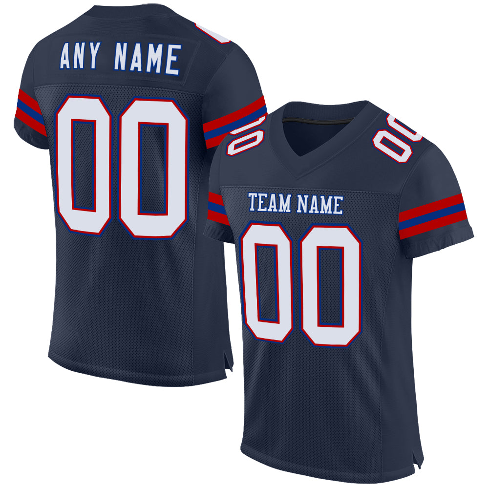 Custom Navy Red-Royal Mesh Authentic Football Jersey