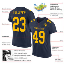 Charger l&#39;image dans la galerie, Custom Navy Gold Mesh Authentic Football Jersey
