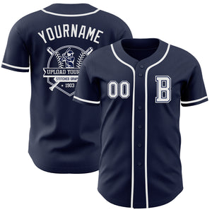 Custom Navy White Authentic Baseball Jersey