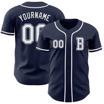 Custom Navy White Authentic Baseball Jersey