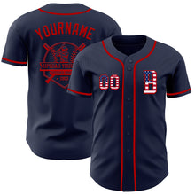 Charger l&#39;image dans la galerie, Custom Navy USA Flag-Red Authentic Baseball Jersey
