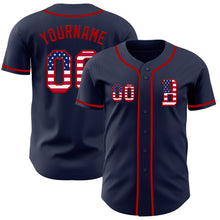 Charger l&#39;image dans la galerie, Custom Navy USA Flag-Red Authentic Baseball Jersey
