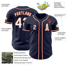 Load image into Gallery viewer, Custom Navy White-Orange Authentic Baseball Jersey
