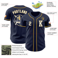 Load image into Gallery viewer, Custom Navy White-Old Gold Authentic Baseball Jersey
