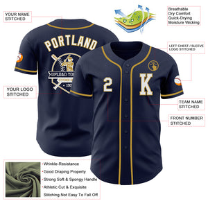 Custom Navy White-Old Gold Authentic Baseball Jersey