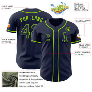 Custom Navy Neon Green Authentic Baseball Jersey