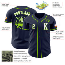 Laden Sie das Bild in den Galerie-Viewer, Custom Navy White-Neon Green Authentic Baseball Jersey
