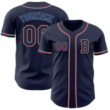 Загрузить изображение в средство просмотра галереи, Custom Navy Powder Blue-Orange Authentic Baseball Jersey
