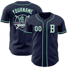 Laden Sie das Bild in den Galerie-Viewer, Custom Navy White-Kelly Green Authentic Baseball Jersey
