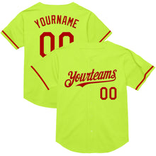 Загрузить изображение в средство просмотра галереи, Custom Neon Green Red Mesh Authentic Throwback Baseball Jersey
