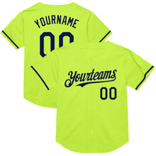 Загрузить изображение в средство просмотра галереи, Custom Neon Green Navy Mesh Authentic Throwback Baseball Jersey
