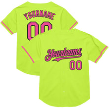 Charger l&#39;image dans la galerie, Custom Neon Green Pink-Black Mesh Authentic Throwback Baseball Jersey
