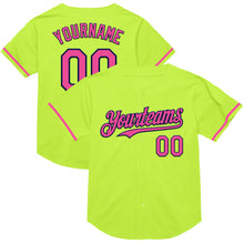 Загрузить изображение в средство просмотра галереи, Custom Neon Green Pink-Navy Mesh Authentic Throwback Baseball Jersey
