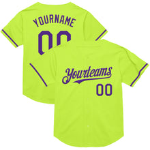 Загрузить изображение в средство просмотра галереи, Custom Neon Green Purple Mesh Authentic Throwback Baseball Jersey
