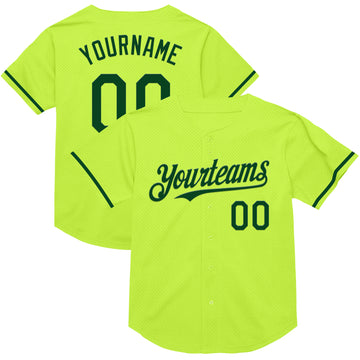 Custom Neon Green Green Mesh Authentic Throwback Baseball Jersey