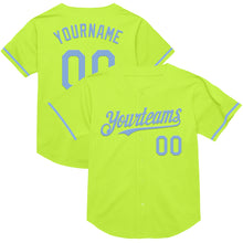 Загрузить изображение в средство просмотра галереи, Custom Neon Green Light Blue Mesh Authentic Throwback Baseball Jersey
