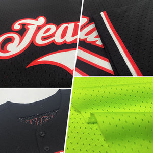 Custom Neon Green Orange-Black Mesh Authentic Throwback Baseball Jersey