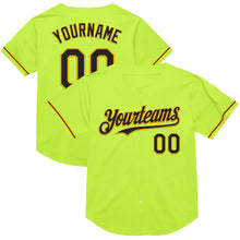 Загрузить изображение в средство просмотра галереи, Custom Neon Green Black-Gold Mesh Authentic Throwback Baseball Jersey
