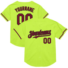 Загрузить изображение в средство просмотра галереи, Custom Neon Green Crimson-Black Mesh Authentic Throwback Baseball Jersey
