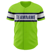 Загрузить изображение в средство просмотра галереи, Custom Neon Green White-Navy Authentic Baseball Jersey
