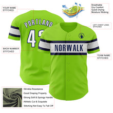 Загрузить изображение в средство просмотра галереи, Custom Neon Green White-Navy Authentic Baseball Jersey
