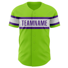 Загрузить изображение в средство просмотра галереи, Custom Neon Green White-Purple Authentic Baseball Jersey
