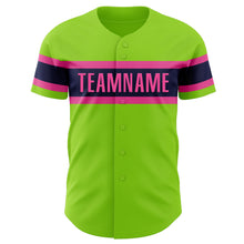 Загрузить изображение в средство просмотра галереи, Custom Neon Green Pink-Navy Authentic Baseball Jersey
